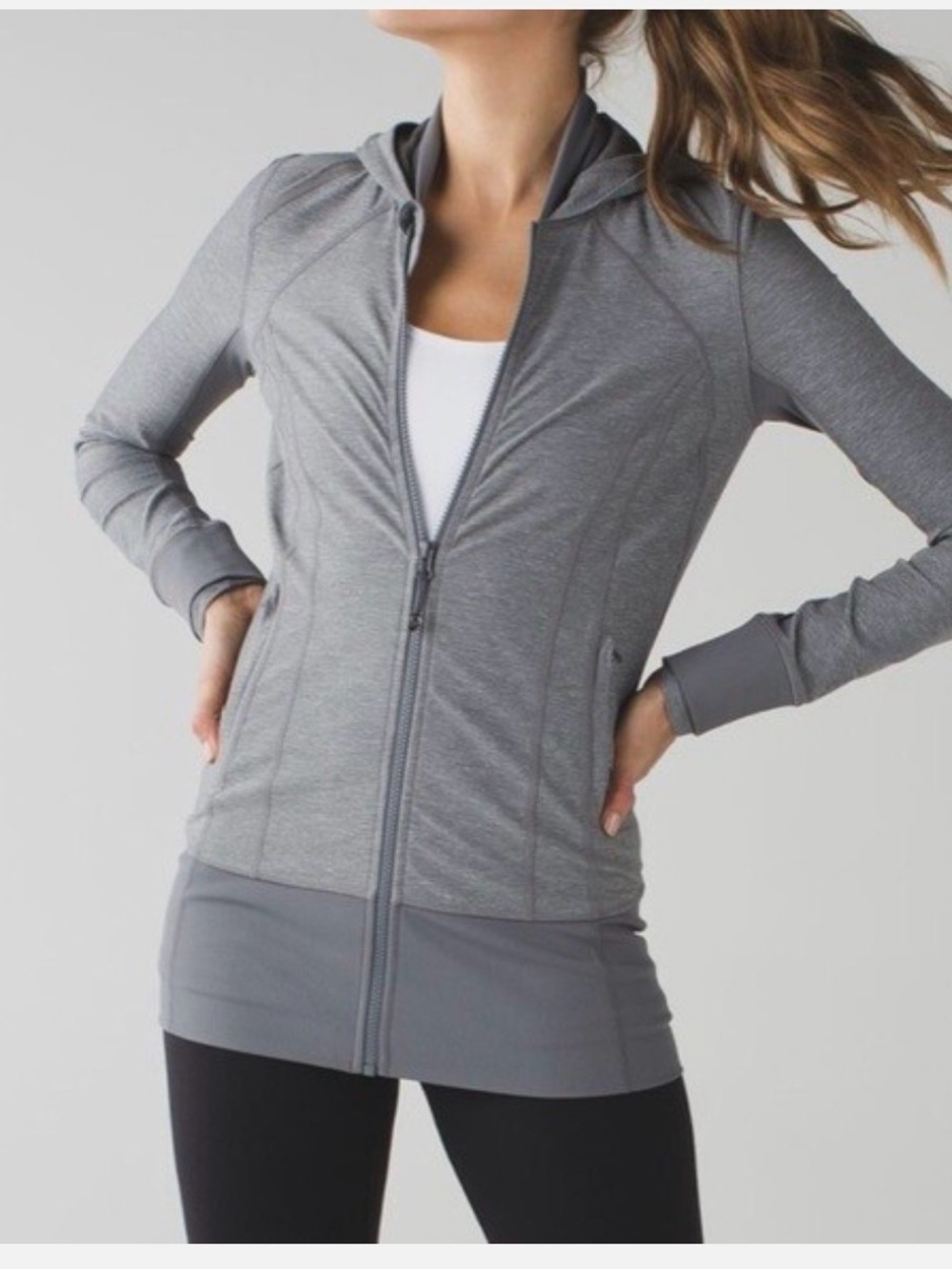 Lululemon Daily Practice Hooded Jacket Gray Full-Zip Long Sleeve​